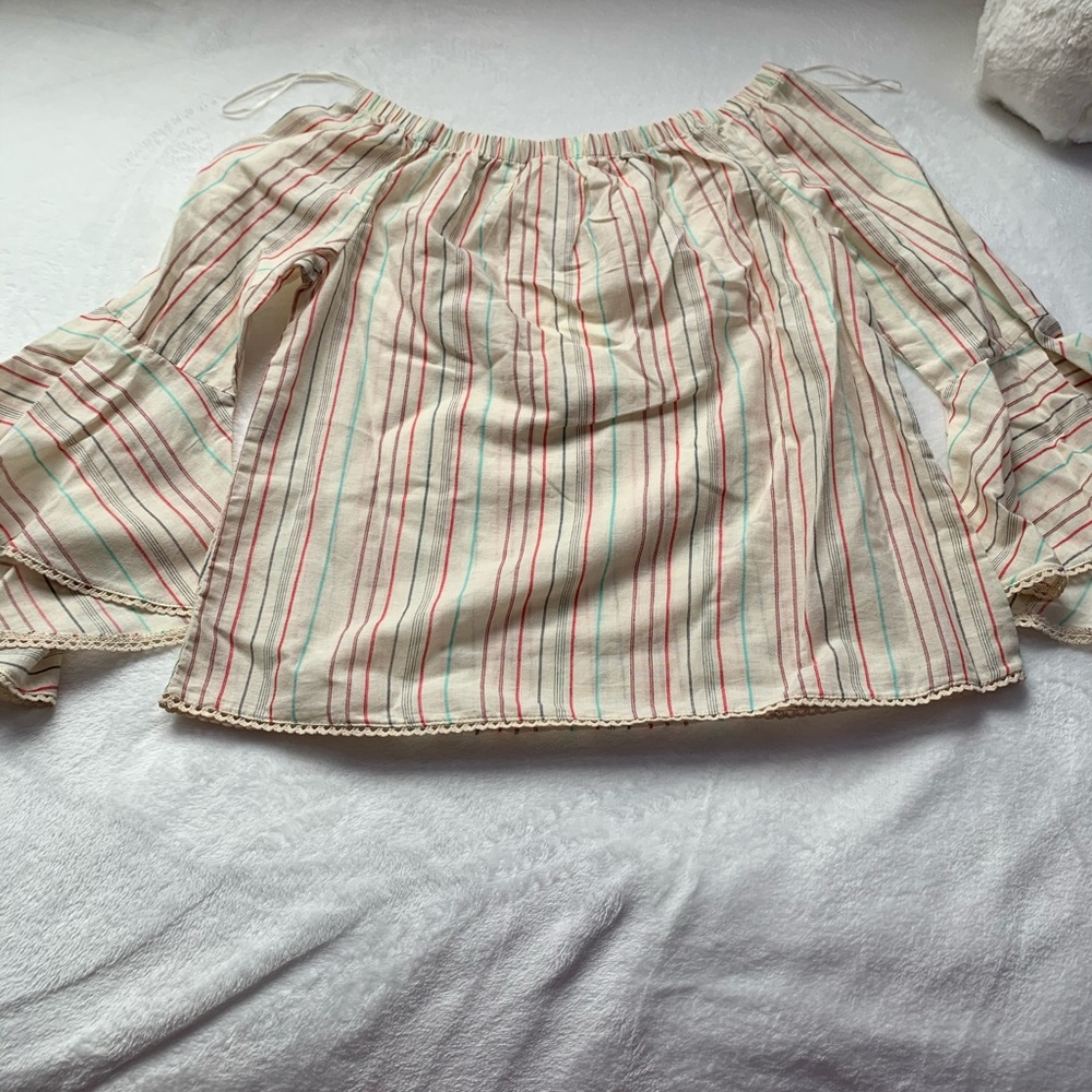 Striped Puff Sleeve Multicolor Blouse